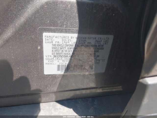 3N1CP5CV5ML496583 Nissan Kicks Sv Xtronic Cvt