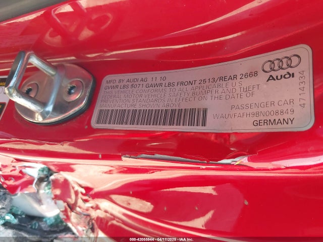 2011 AUDI A5 WAUVFAFH9BN008849 Photo 8