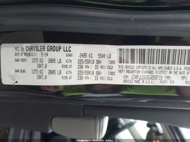 1C4PJLDS3EW258719 Jeep Cherokee Limited