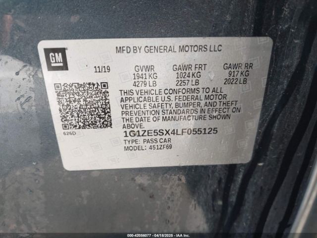 1G1ZE5SX4LF055125 Chevrolet Malibu Fwd Premier