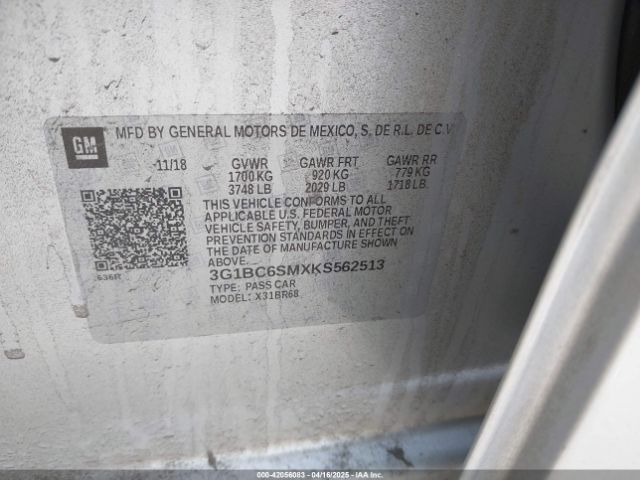3G1BC6SMXKS562513 Chevrolet CRUZE LS