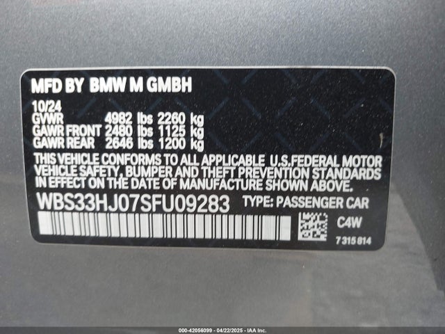 WBS33HJ07SFU09283 BMW M3 Competition Xdrive