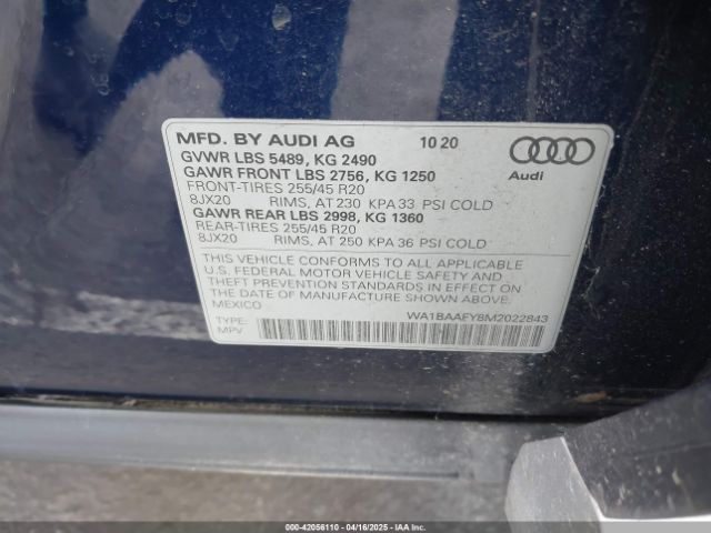 WA1BAAFY8M2022843 Audi Q5 Premium Plus 45 Tfsi Quattro S Tronic
