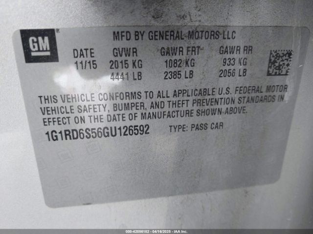 1G1RD6S56GU126592 Chevrolet Volt Premier