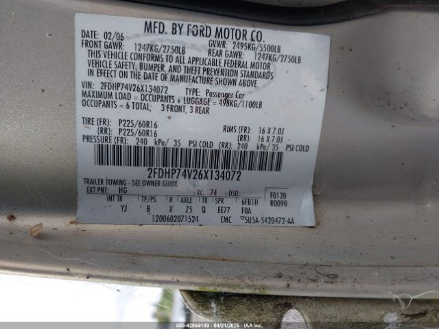 2006 FORD CROWN VICTORIA 2FDHP74V26X134072 Photo 8