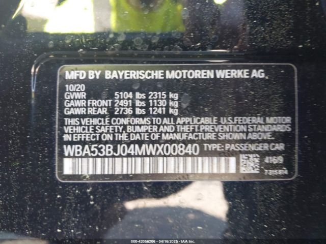 WBA53BJ04MWX00840 BMW 540I