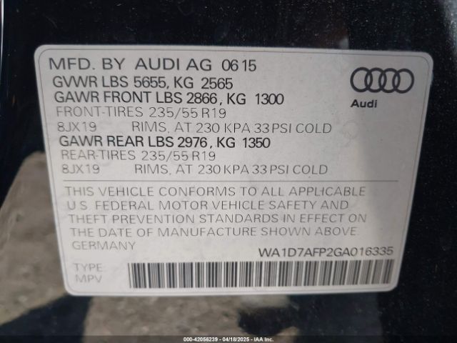 2016 AUDI Q5 WA1D7AFP2GA016335 Photo 8