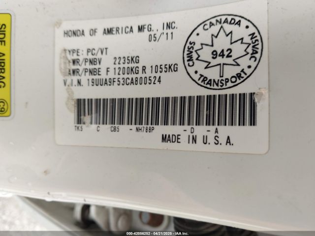 2012 ACURA TL 19UUA9F53CA800524 Photo 8