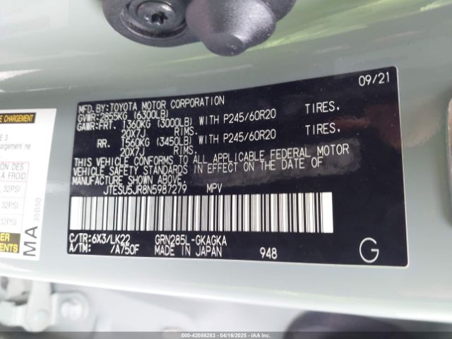 JTESU5JR8N5987279 Toyota 4runner Trd Sport