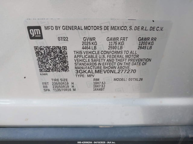 3GKALMEV0NL277270 GMC lyx