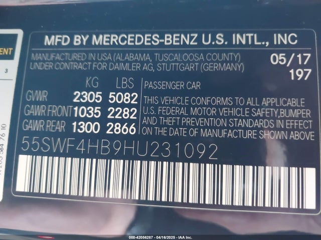 55SWF4HB9HU231092 Mercedes-Benz C 350e Luxury