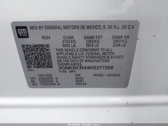 3GNKBCR44RS277208 Chevrolet Blazer Fwd 2lt