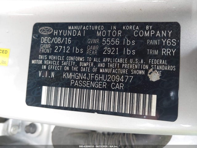 KMHGN4JF6HU209477 Genesis G80 5.0 Ultimate