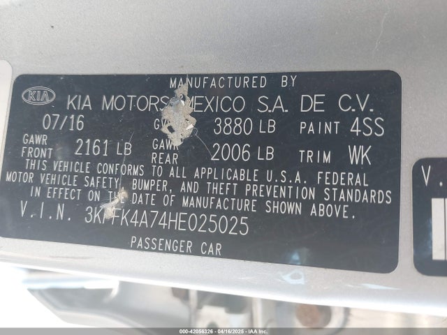KIA FORTE LX 2017 3KPFK4A74HE025025 Image 9