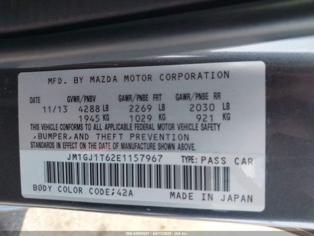 JM1GJ1T62E1157967 Mazda Mazda6 I Touring