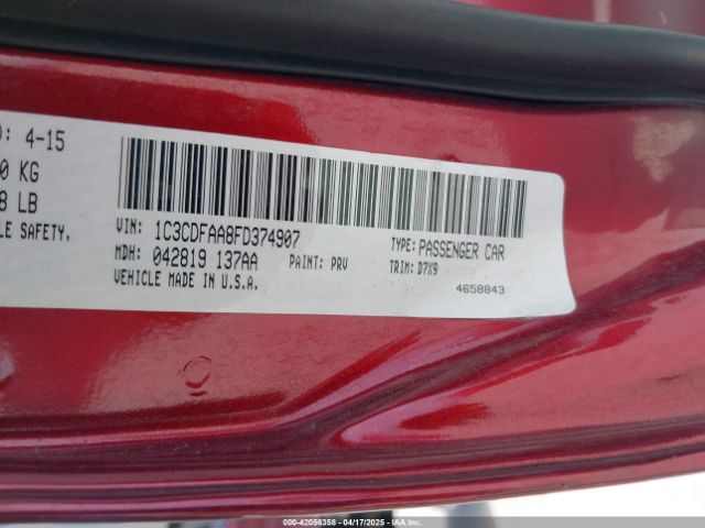 1C3CDFAA8FD374907 Dodge DART SE