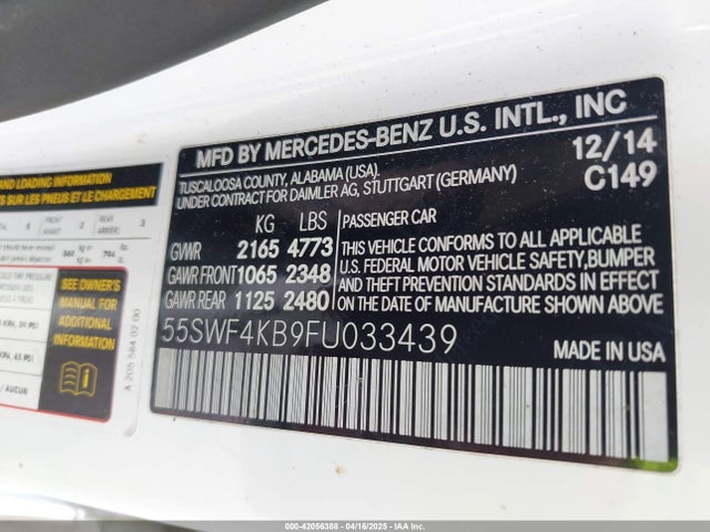 55SWF4KB9FU033439 Mercedes-Benz C 300 4matic/luxury 4matic/sport 4matic