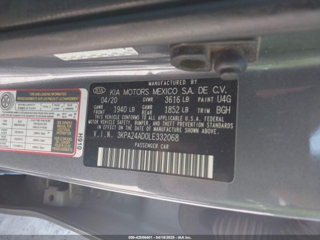 3KPA24AD0LE332068 KIA gammaii 1.6mpi+cvt