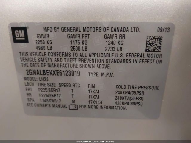 2GNALBEKXE6123019 Chevrolet EQUINOX 1LT
