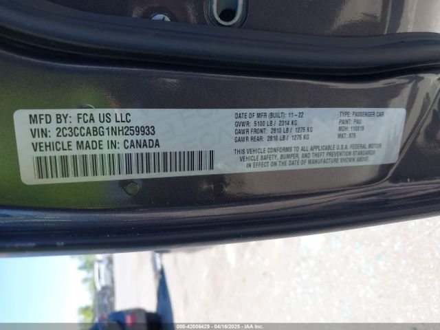 2022 CHRYSLER 300 2C3CCABG1NH259933 Photo 8