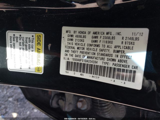 2013 ACURA TL 19UUA8F51DA004284 Photo 8