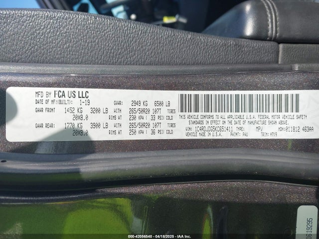 1C4RDJDG5KC651411 Dodge Durango Gt Awd