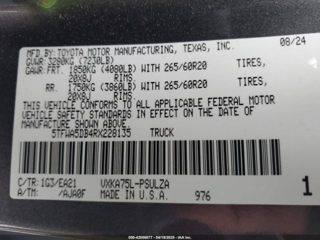 2024 TOYOTA TUNDRA 5TFWA5DB4RX228135 Photo 8