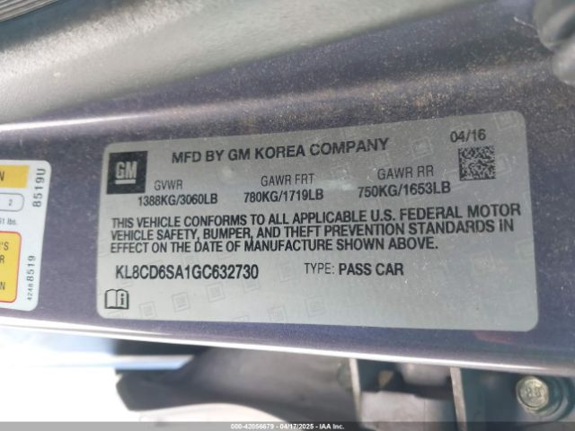 KL8CD6SA1GC632730 Chevrolet Spark 1lt Cvt