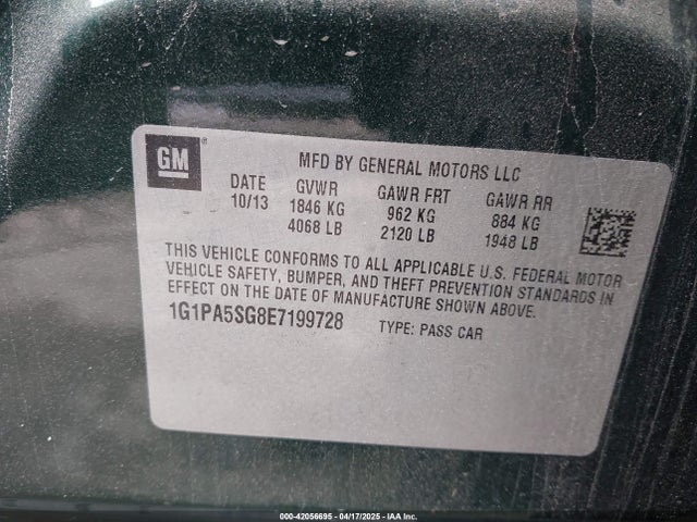 1G1PA5SG8E7199728 Chevrolet Cruze Ls Auto