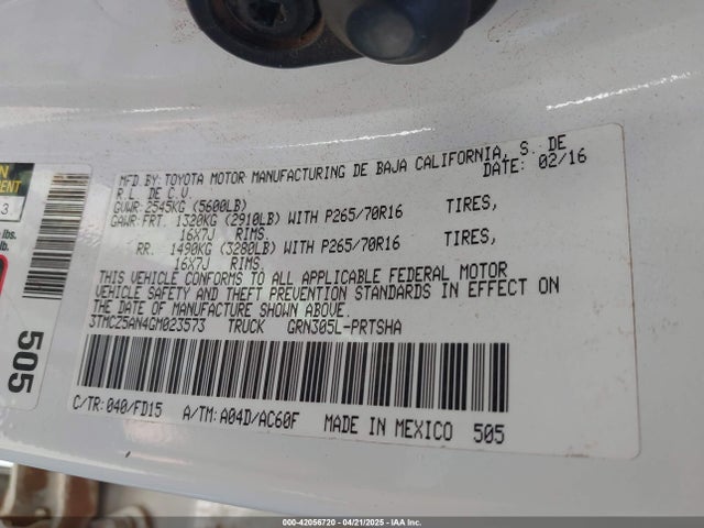 3TMCZ5AN4GM023573 Toyota 2gr-fks