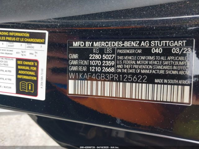 W1KAF4GB3PR125622 Mercedes-Benz C 300 Sedan
