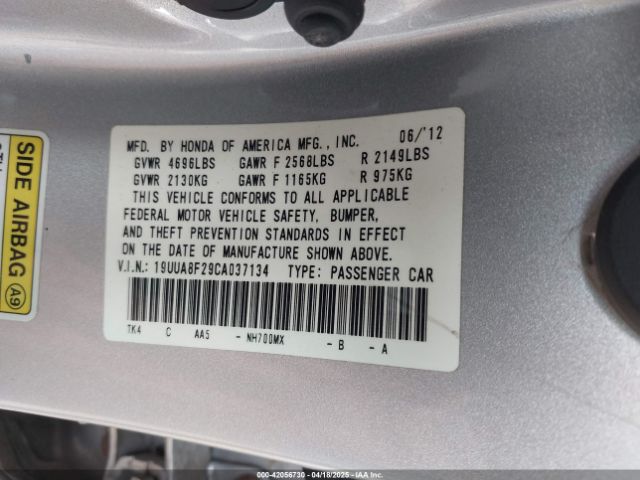2012 ACURA TL 19UUA8F29CA037134 Photo 8