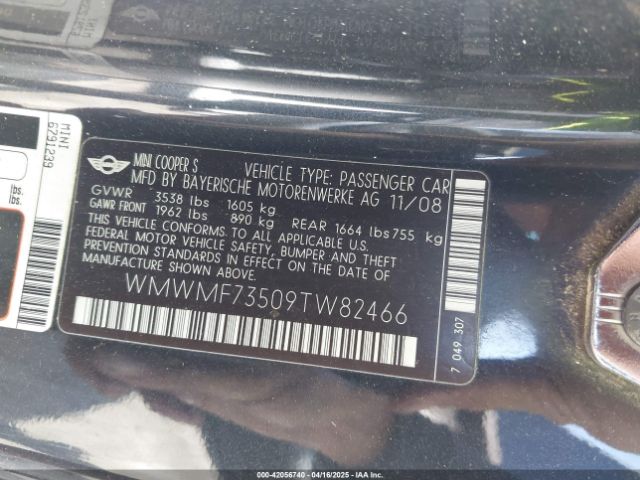 2009 MINI COOPER S WMWMF73509TW82466 Photo 8