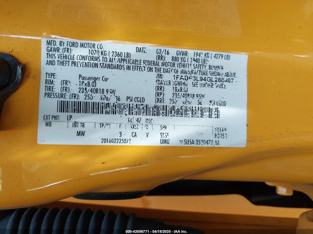 Ford FOCUS ST 2016 1FADP3L94GL288497 Image 9