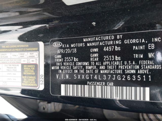 5XXGT4L37JG263511 KIA gdi