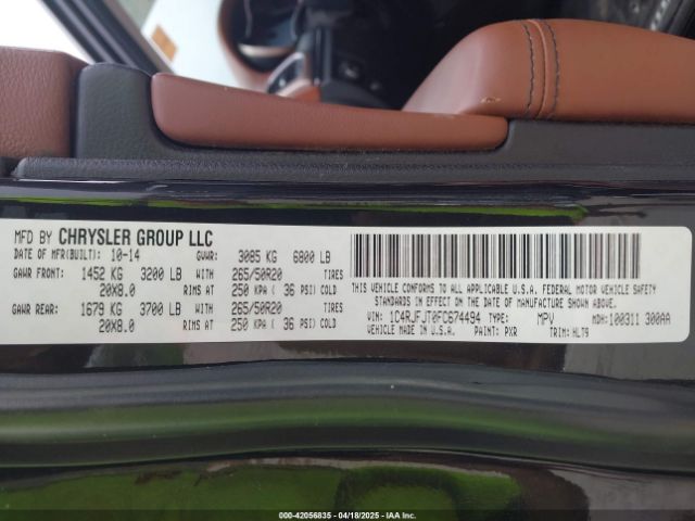 1C4RJFJT0FC674494 Jeep Grand Cherokee Summit