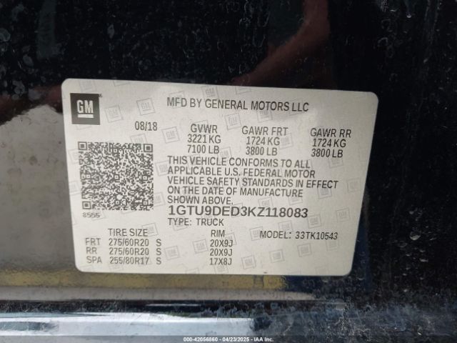 1GTU9DED3KZ118083 GMC Sierra 1500 Slt