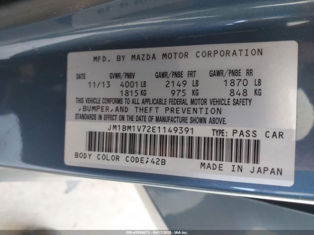JM1BM1V72E1149391 Mazda Mazda3 I Touring
