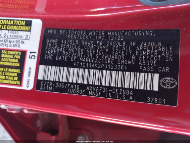 4T1C11AK2PU123264 Toyota a25a-fks