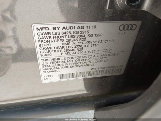 WA1LHAF76KD018184 Audi Q7