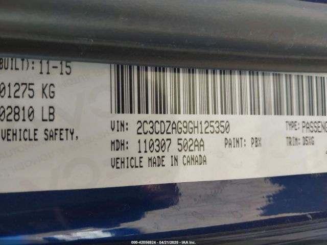 2C3CDZAG9GH125350 Dodge Challenger Sxt
