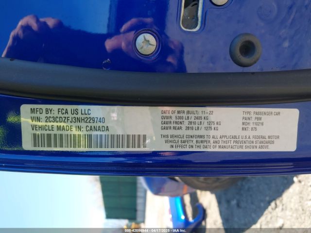 2C3CDZFJ3NH229740 Dodge Challenger R/t Scat Pack