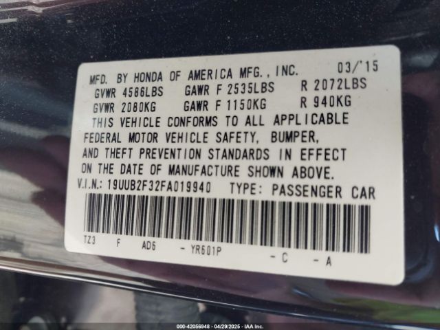 19UUB2F32FA019940 Acura Tlx V6