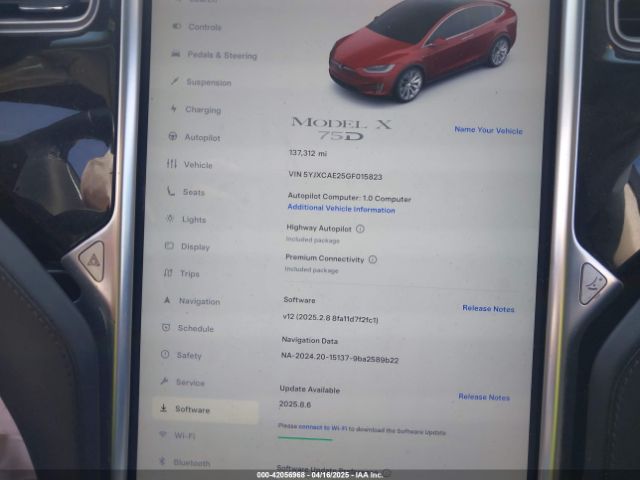 5YJXCAE25GF015823 Tesla Model X 60d/70d/75d/90d
