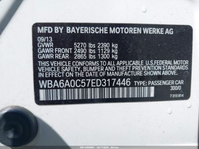 WBA6A0C57ED317446 BMW 640i Gran Coupe