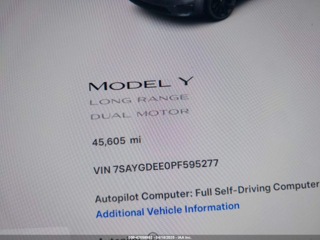 7SAYGDEE0PF595277 Tesla Model Y Awd/long Range Dual Motor All-wheel Drive