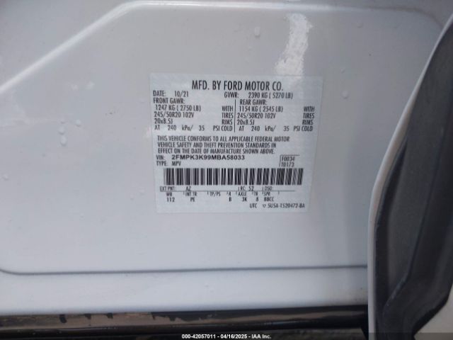 2FMPK3K99MBA58033 Ford Edge Titanium