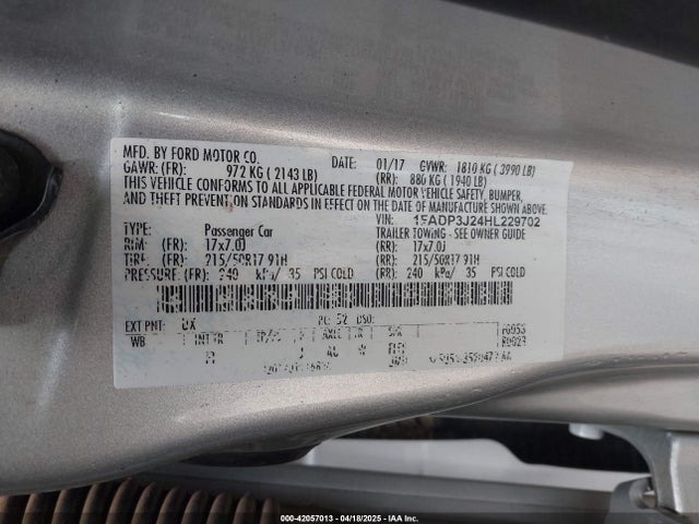 1FADP3J24HL229702 Ford 2.0l gdi