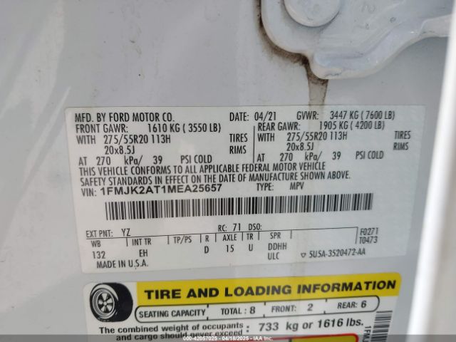 1FMJK2AT1MEA25657 Ford Expedition Limited Max