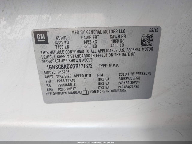 Chevrolet Tahoe Lt 2016 1GNSCBKCXGR171872 Image 9